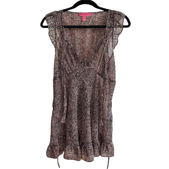 BETSEY JOHNSON Intimates Y2K Sheer Babydoll Swirl Print Mini Dress Size Medium - Picture 10 of 15